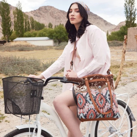 NWT Myra Bag Boho Leather & Canvas Tote Shoulder Bag - Picture 7 of 7